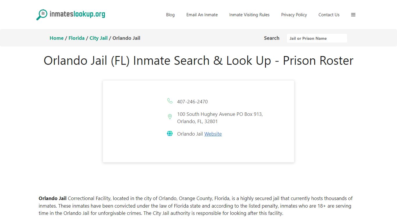 Orlando Jail (FL) Inmate Search & Look Up - Prison Roster